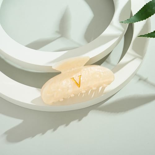 Image of LILIE&WHITE Acrylic Letter Hair Clips For Women Stylish V Initial Hair Claw Alphabet Hair Clip Fashion Glitter Monogram Claw Clip Elegant And Durable Hair Accessory Large Hair Clips V