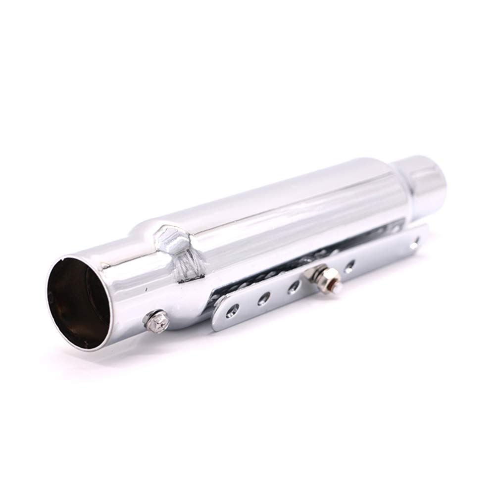 Silenziatore per moto Silenziatore Tubo di scarico 12 pollici per Bobber Cruiser Chopper Cafe Racer Scooter Offroad (Cromo)