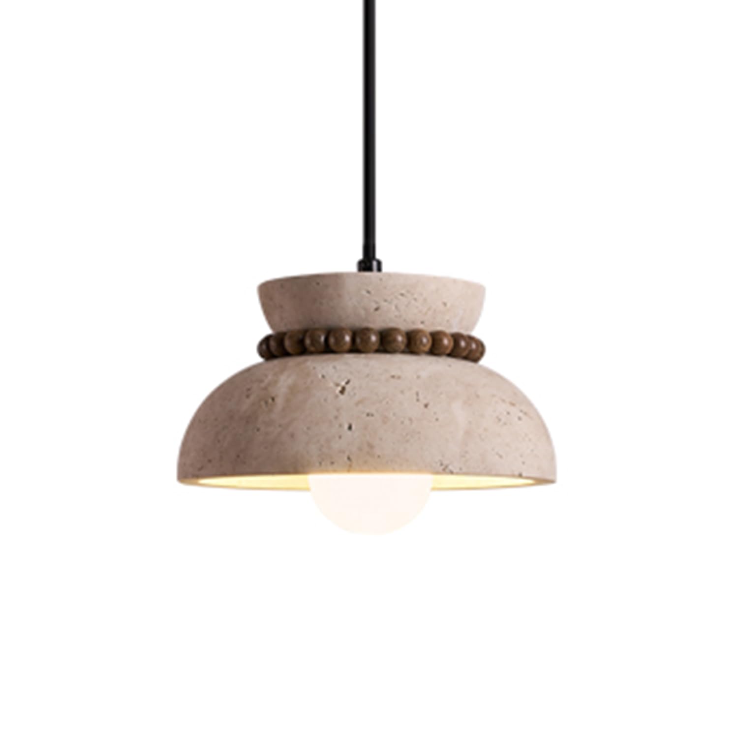 MTNROO Natural Travertine Hanging Lamp Mid Century Industrial Pendant Lights Semi-Circular Vintage Ceiling Lighting Fixture Indoor Old Style Chandelier for Home Restaurant Teahouse Coffee Shop