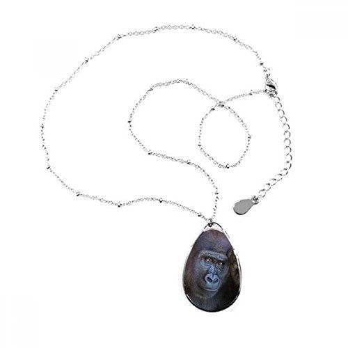 Collier avec pendentif goutte d'eau motif terrestre en métal avec chaîne