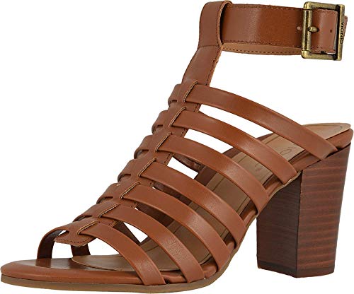 Vionic Women's Perk Sami Strappy Sandals - Ladies Heels with Concealed Orthotic Arch Support Cognac 8.5 Medium US