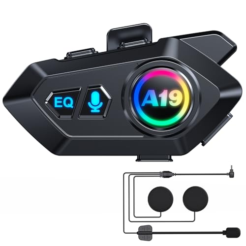 WNJACO Motorcycle Helmet Bluetooth Headset, Outdoor Wireless Bluetooth 5.4 Headphone Speakers Noise Cancellation Intercom Communication Systems with IPX6 Waterproof/Strong Bass