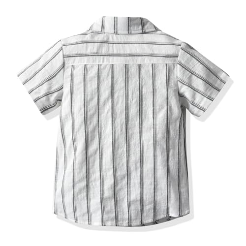 Baby Boys Girls Casual Striped Button Down Shirts Short Sleeve Cotton Dry Fit Collared Kids Tops Summer Beach Trendy Outfit3