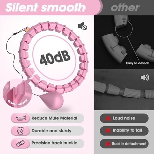 Cerceau pour perdre du poids hula hoop rose de 32 segments ajustables avec une boule de poids - 2