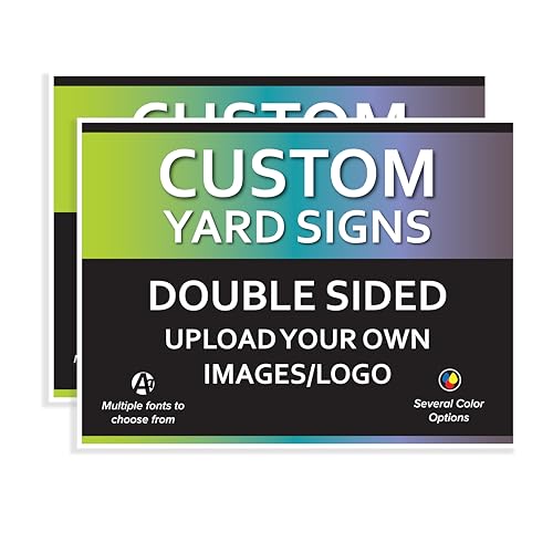 VSE | Custom UV Printed Made-To-Order Plastic Yard Signs | 24x18 inch | Upload Your Image or Artwork | Add Your Own Text | Choose from Multiple Background and Font Colors | Add H-Stakes (100)