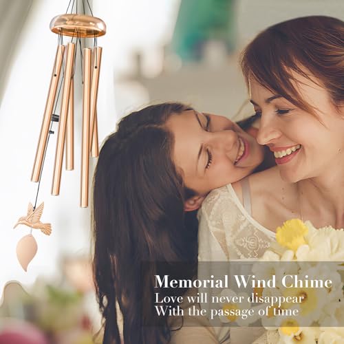 Image of Wind Chimes for Outside, Hummingbird Memorial Wind Chimes Gifts, Windchimes Outdoors, Unique Sympathy Wind Chimes Gifts for Loved one Mom Dad, Home Garden Decor.