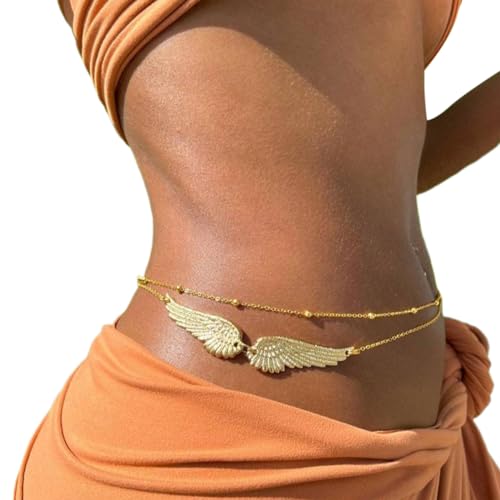 Adjustable Angel Wings Body Chain Waist Chain Belt Gold Silver Waist Belts Belly Chain Jewelry for Dress4