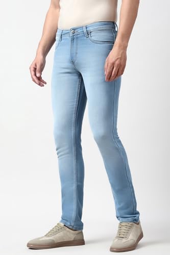 Image of Peter England Men's Slim Tapered Jeans | Denim | Premium | Modern Fit