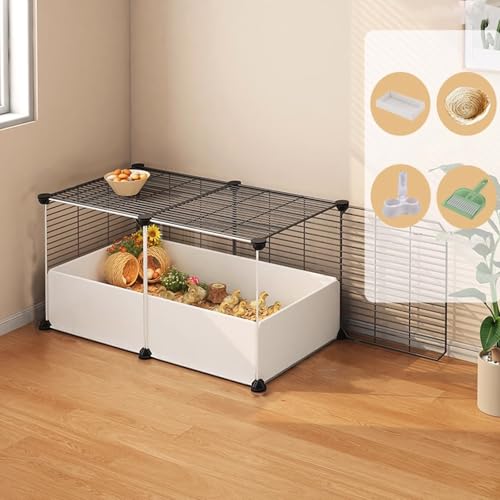 Rudin 鶏飼育箱 屋内 ウズラケージ 家庭用鶏小屋 1-3層 HD透明 小動物ハウス 家禽ケージ 複数のペットを育てるのに最適(Black,73*37*35cm)