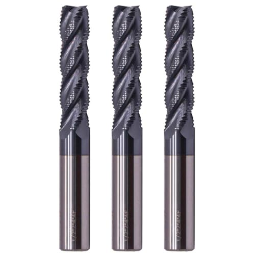 Image of 3Pcs 1 /2 inch 4 Flute Solid Carbide Long Roughing End Mill, ALCrSiN Nano Coated | 35 Degree Helix, 1 /2 inch Cutting Diameter, 1 /2 inch Shank Diameter, 2 inch Length of Cut, 4 inch Overall Length