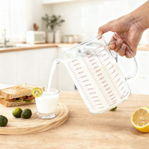 Vaso medidor de vidrio de 1500 ml con base de silicona miniatura 3