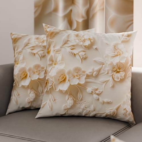 PETTI Artigiani Italiani - Coppia di Federe Cuscino 80x80 cm in Microfibra, Cuscini Arredo Camera da Letto, Divano, Salotto, Set 2 Fodere Copricuscino, Federa Floreale 06 10, 100% Made in Italy