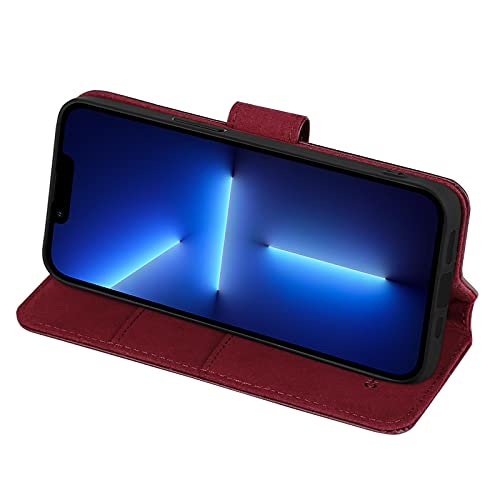 Chalk & Hide - Real Leather Book Wallet Case Cover for Apple iPhone 13 Pro (6.1"), Real Leather Design with Card Slot, Magnetic Closure and Built in Stand - Burgundy by CHALK & HIDE - Image 3