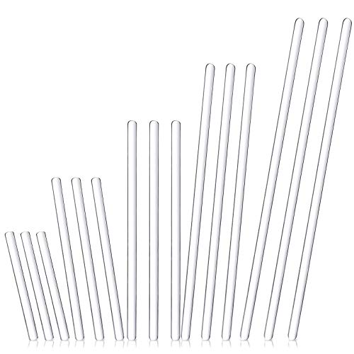 Patelai PATELAI-GLASS STIRRING STICK-46 15 Pieces Glass Stirring Stick Smooth Stir Rod With Both Ends Round, 12/10/ 8/6/ 4/ Inch Glass Mixing Tools For Science, Lab cover