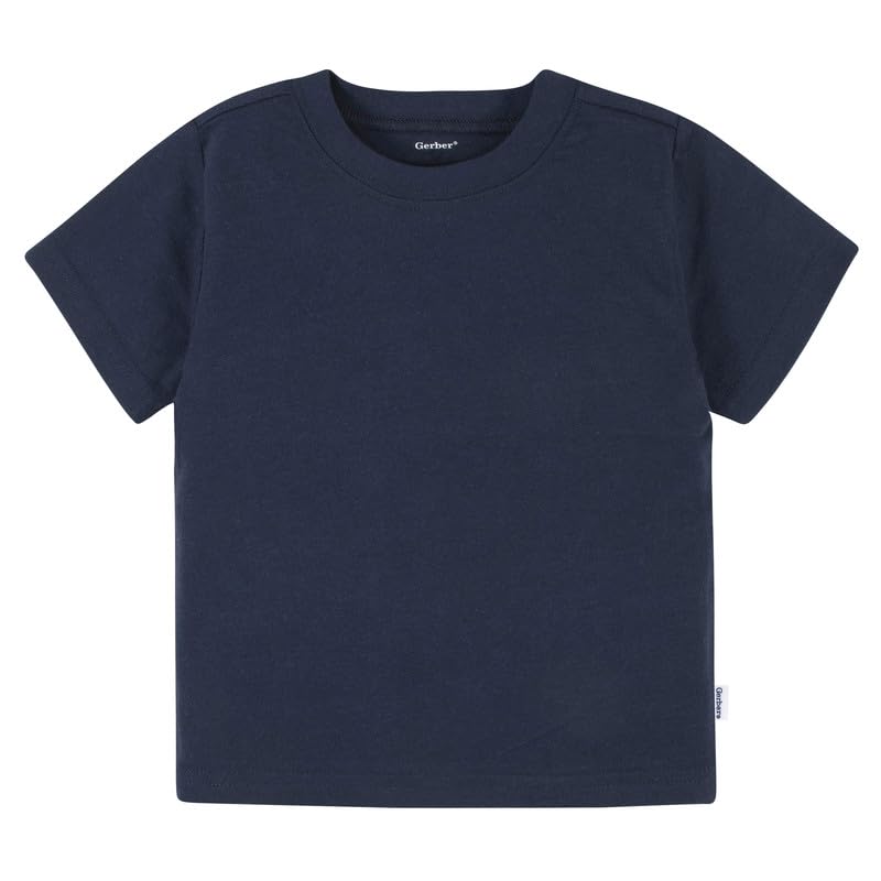 Image of Gerber Baby & Toddler 5-Pack Solid Short Sleeve T-Shirts Jersey 160 GSM