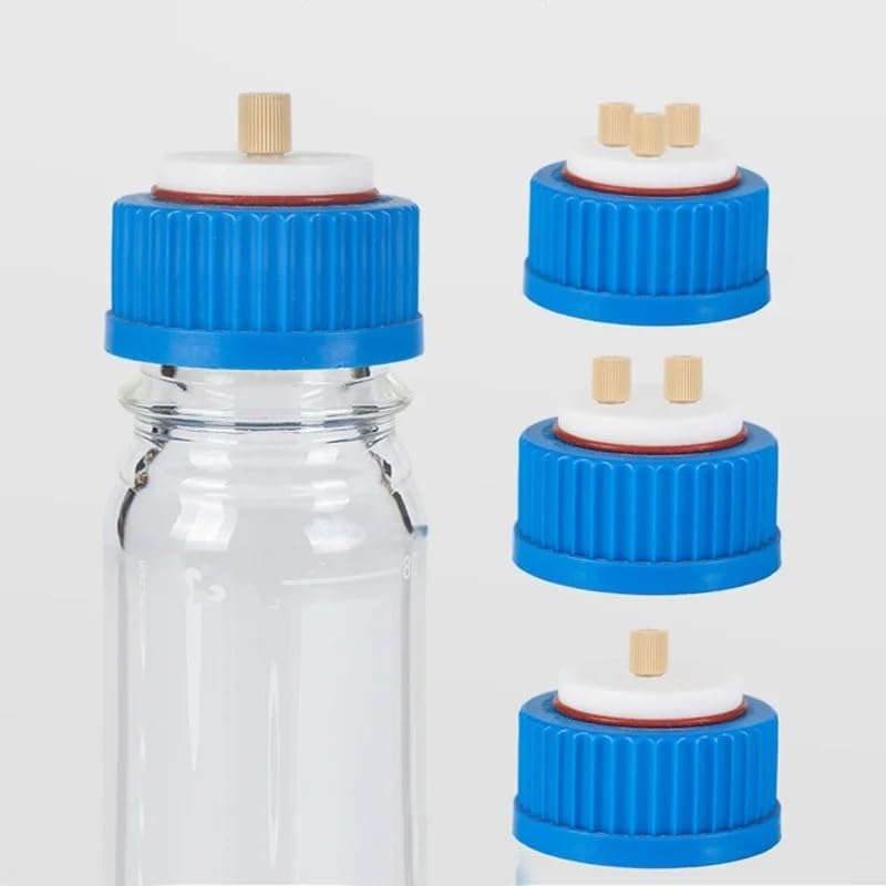 Mobile Phase Solvent Bottle Cap GL45 with PEEK Connector HPLC Solvent Bottle Cap Mobile Phase bottle1/2/3/4-holes(2-Holes)