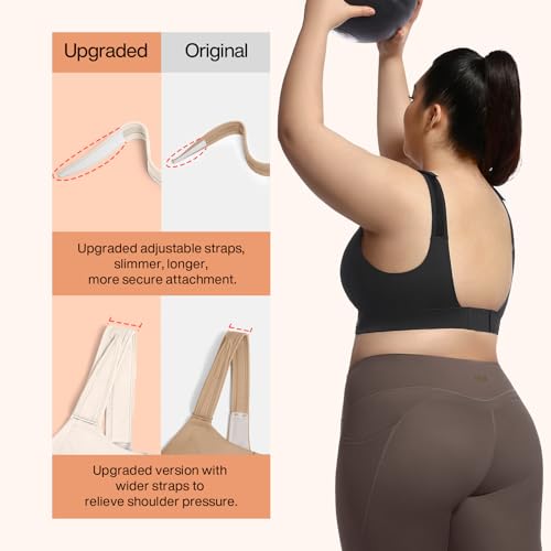 High Impact Sports Bras for Women Adjustable Zip Front Plus Size Workout Bra Full Coverage Removable Padded Running3