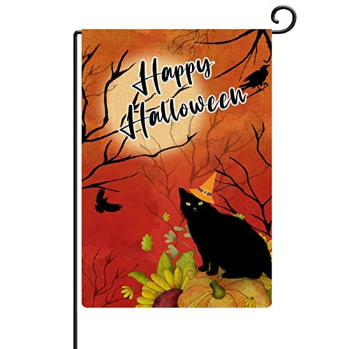 Bandera de arpillera de Halloween de doble cara de alta resistencia para decoración exterior