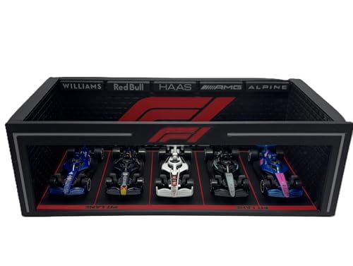 Image of Formula Racing Car Diorama Display Case for 1:64 Scale Cars | Pit Lane Style Collector Display for Diecast Cars | (No Cars Only Display Case) (Without Led Light)