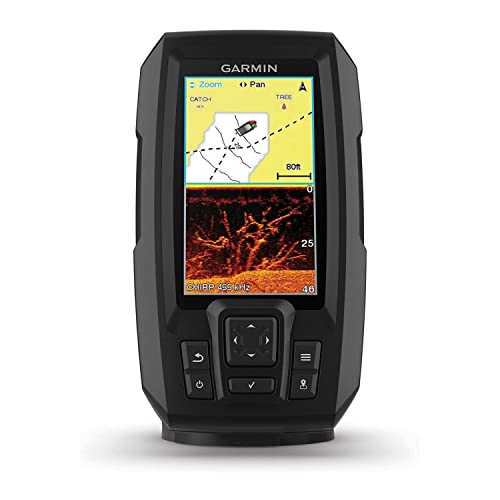 Garmin Striker 4cv with Transducer, 4″ GPS Fishfinder with CHIRP Traditional and ClearVu Scanning Sonar Transducer and Built In Quickdraw Contours Mapping Software