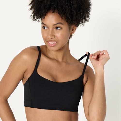Image of Amazon Essentials Women's Active FormFlex Buttery Soft Light Support Sweetheart Neck Yoga Sports Bra with Removable Cups, Breathable, Moisture Wicking