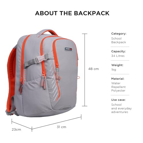 Image of Ergo43 RS Ergonomic School Bag | Posture & Spine Support, Breathable AirFlowX Mesh, Tear-Resistant Ripstop Material | Lightweight 34L Daily School Backpack