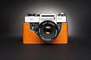 手作り本革ハーフleicaflex用と互換性SL2 slカメラ牛革バッグカバー LEICAFLEX SL2 SL (Light Brown,LEICAFLEX SL2)