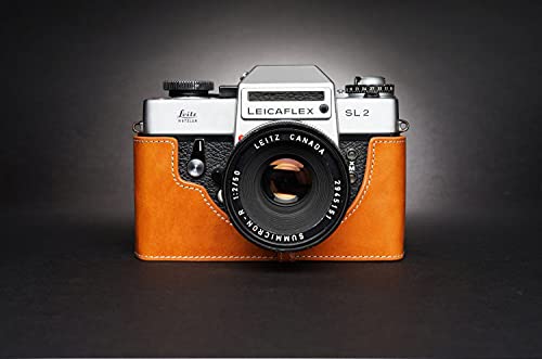 手作り本革ハーフleicaflex用と互換性SL2 slカメラ牛革バッグカバー LEICAFLEX SL2 SL (Light Brown,LEICAFLEX SL2)