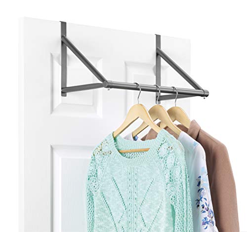 Whitmor Over The Door Hanger, Over The Door Clothes Hanging Rack, Black, Gunmetal, GUNMETAL - Image 3