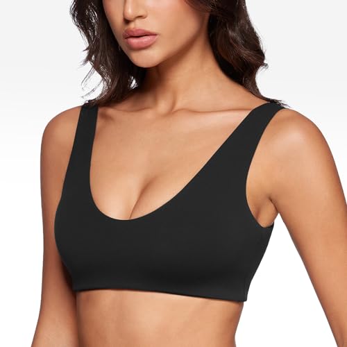 Womens U-Neck Sports Bra Padded U Back Medium Impact Fitness Yoga Bar Workout Crop Top with Built in Bra2