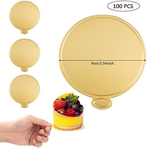 Cake Boards Round Mousse Cake Cardboard Gold Cupcake Cake Base Dessert Displays Tray for Dessert Buffet, Wedding, Parties, Cake Pastry Cup 100 Pieces