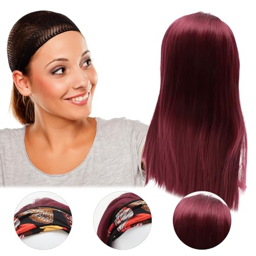 Postiche confortable pour femme long lisse marron style réaliste - 7