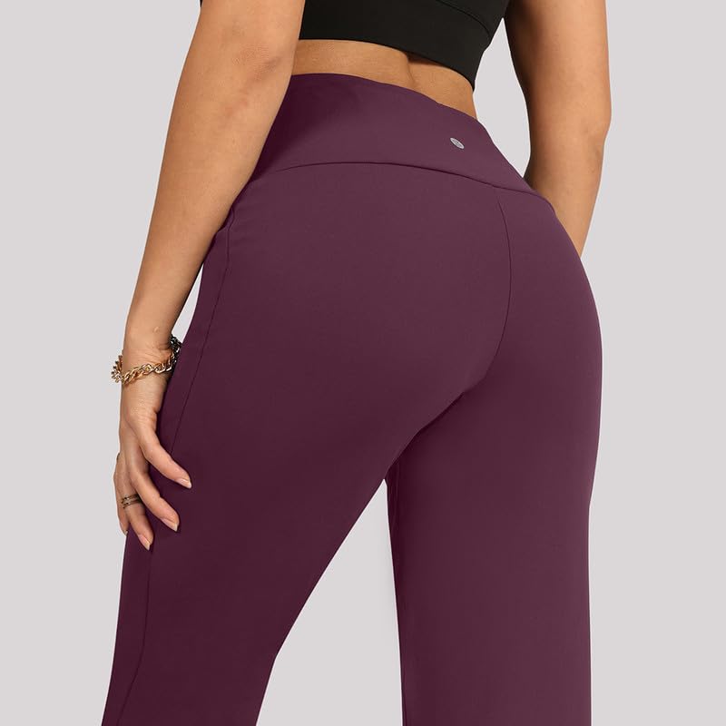 Image of BlissClub Ultimate Straight Pants Trousers for Women with High Waist, Formal Pant for Women Office Wear with Wide Waistband