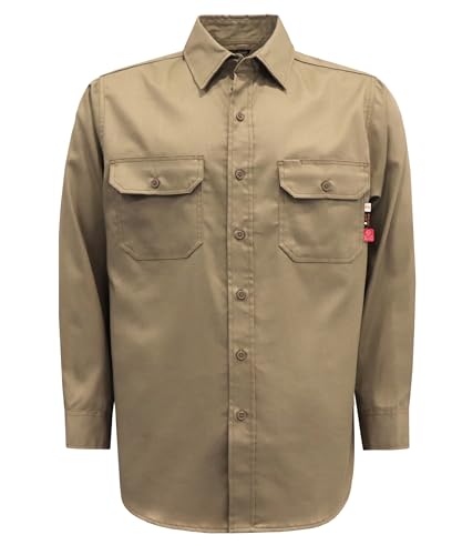 KONRECO FR Shirts Fire Resistant 100% Cotton 6.5oz Khaki Welding Shirts - Size 5XL