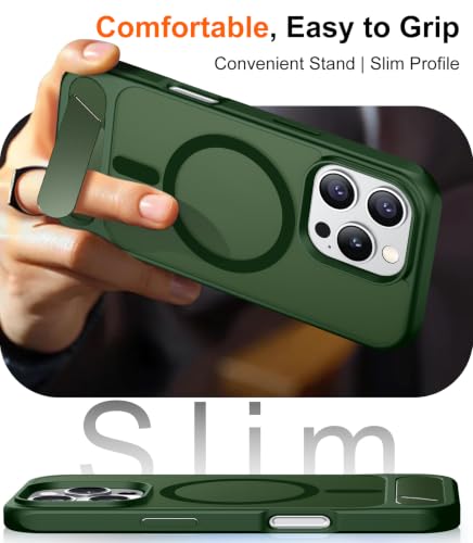 Image of Temdan Magnetic Compatible with iPhone 16 Pro Max Case, [Built-in Invisible Kickstand][Compatible with MagSafe] [Military Grade Shockproof] Slim Translucent Matte Phone Case for iPhone 16 Pro Max 6.9 inch