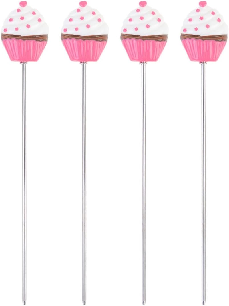 Lurrose 4pcs Stainless Steel Cake Tester Needles with Heart Shape Handle for Baking Cupcakes and Muffins, Easy to Use Cake Testing Probes Baking Tool