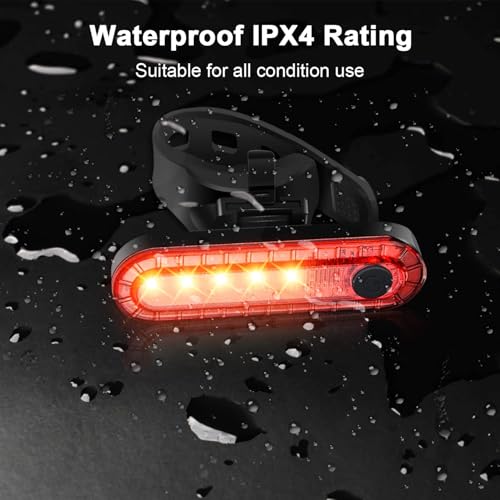 Image of Bike Tail Light 5LED Bike Rear Light Rechargeable Bicycle TailLight Rear Cycling Safety Flashers Blinking 4 Modes (Set A)