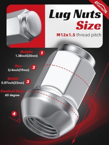 Image of OTUAYAUTO M12x1.5 5PCS Lug Nuts, Replacement for Honda Accord Odyssey CR-V