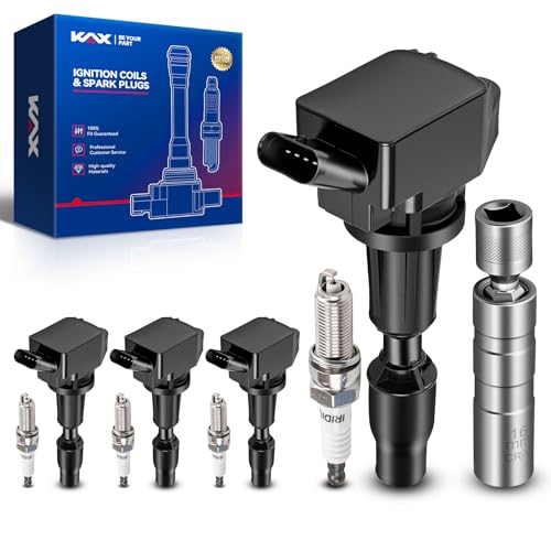 Image of KAX 4 Ignition Coils & 4 Spark Plugs Set for Sonata Sportage Santa Fe 2.4L | (w /tool) Sonata 15-19, Sportage 17-22, Optima 16-20, Sorento 16-20, Santa Fe Sport 16-18, Santa Fe 19-20,Tucson18-21, UF764