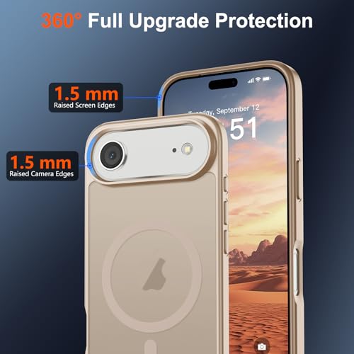 Image of SUPFINE Magnetic for iPhone Air Case (Compatible with MagSafe)(Military Grade Drop Protection) Slim Translucent Matte Shockproof with Anti-Fingerprint Phone Cover for 17 Air,Desert Gold