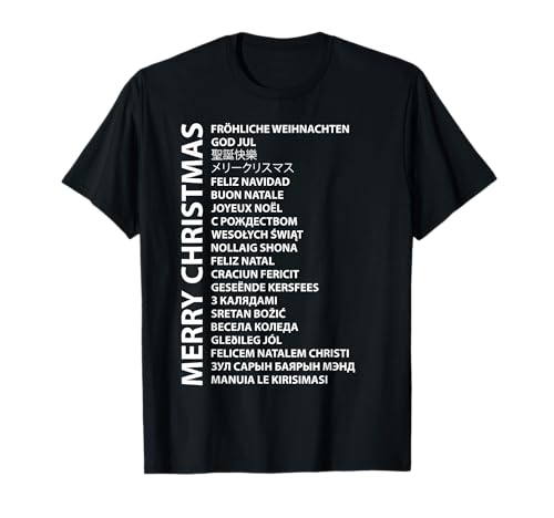 Best Happy Christmas Day Wish Gift Idea Merry Christmas In Different Country Language Travel Lover T-Shirt