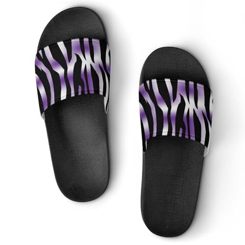 Claquettes femme rayures violettes de bain et maison