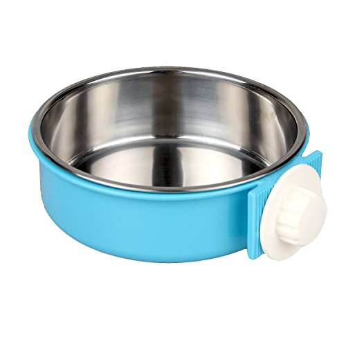 AEMIAO 2 en 1 Colgando Cuenco de Perro de Acero Inoxidable Plato de Alimentos Agua con Perno para Perro Gatos Mascotas Plato, L:12.5X10.5X5.5cm