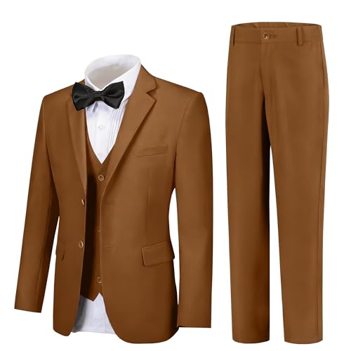 Image of Boy Suits 5 Pieces Formal Suit Set with Adjustable Waist Kids Dress Suit for Wedding Prom