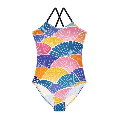 KLL Hand Drawn Cute Japanese Fans Girls' 1 Piece Swim Suit Summer Swimwear with Adjustable Straps Cute