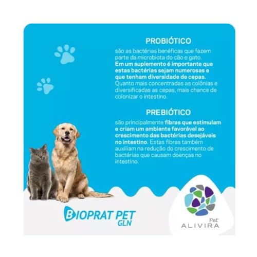 Kit 3x Probiotico Bioprat Pet Gln 14g Suplemento Alimentar Para Cães e Gatos