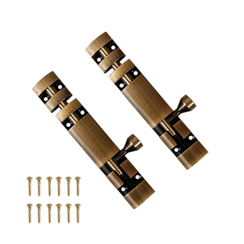 Image of VOLO Aluminium Tower Bolt with Stainless Steel Rod - Heavy Duty Door & Window Latch for Home and Office | Main Door Tower Bolt | Kundi /Chitakini | Pack of 2 Pieces (Antique Brass, 4 Inch)