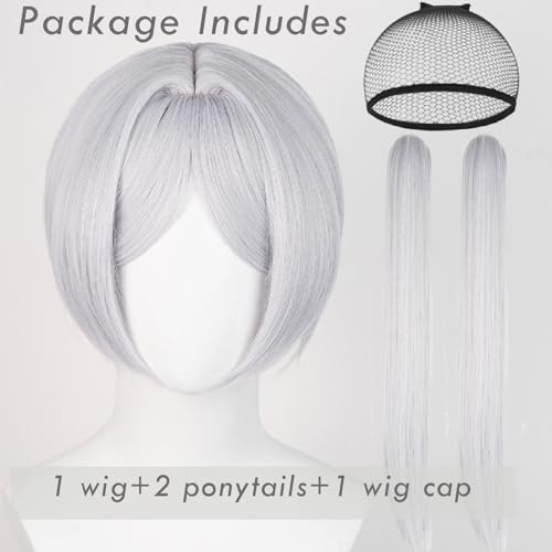 frieren cosplay wig for sousou no frierenn long silver white wigs ponytails  wig cap for frieren beyond journey39s end halloween christmas costume party