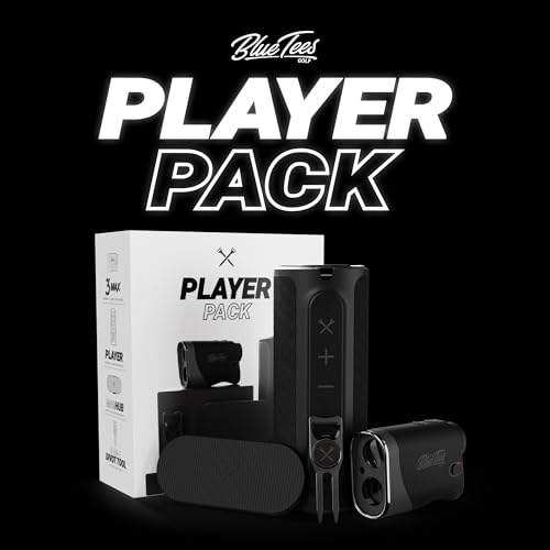 Blue Tees Golf - Player Pack Bundle- Series 3 Max Rangefinder, Magnetic Speaker, Divot Tool & Magnetic Hub - The Golf Bundle to Elevate Your Round