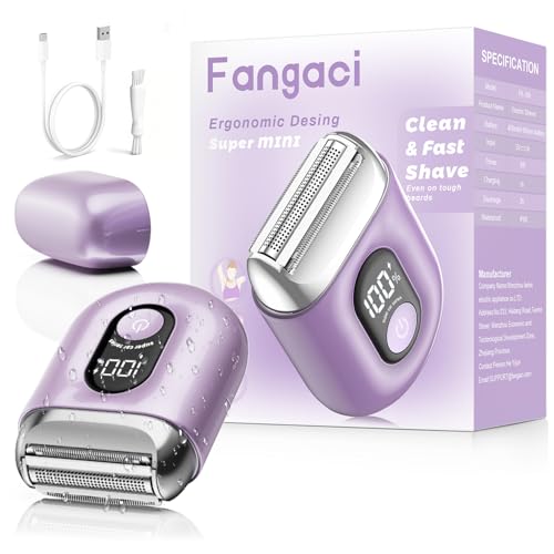 Image of Cordless Electric Razors for Women: Mini Electric Shaver with Big LED Display - Rechargeable Bikini Trimmer - IPX7 Waterproof Wet Dry for Face, Body & Legs (Birght Purle)